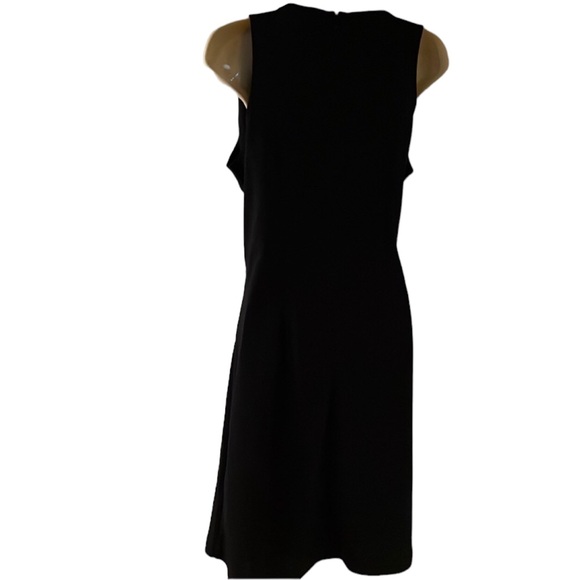 Express black sleeveless faux wrap dress shirred detail size large fits 10 - Picture 2 of 11